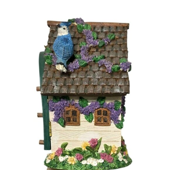 Vintage Cracker Barrel Birdhouse Jewelry Trinket Box Cardinal Blue Bird Floral - Picture 4 of 11
